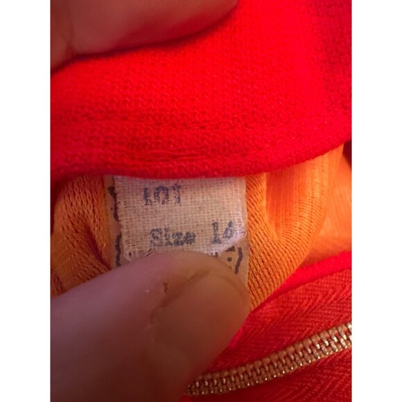 Vintage 70s Union Made Ladies Red Mod Shift Dress With Detailed Stitching Size 1 - Picture 5 of 6